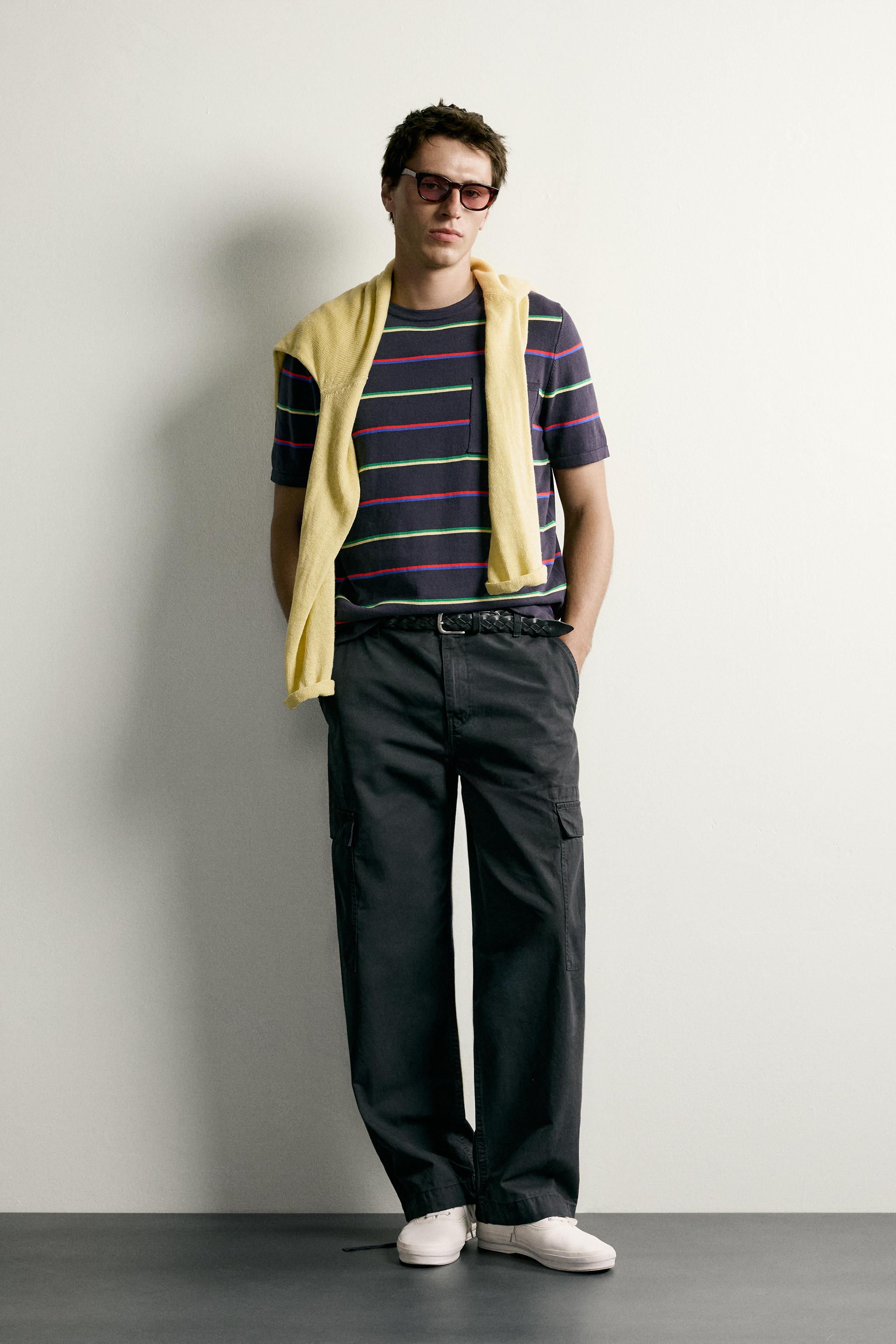 STRIPED JACQUARD KNIT T-SHIRT